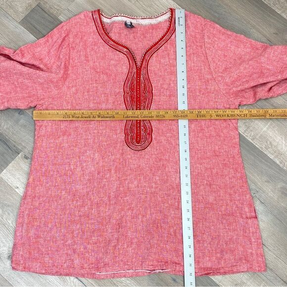 Victoria’s Essentials Linen Chambray Tunic Shirt Red XXL - Picture 13 of 14